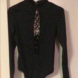 Lace Up Victoria’s Secret Black Bodysuit